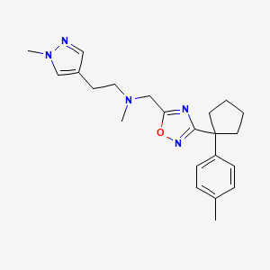 N-methyl-N-[[3-[1-(4-methylphenyl)cyclopentyl]-1,2,4-oxadiazol-5-yl]methyl]-2-(1-methylpyrazol-4-yl)ethanamine