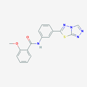 molecular formula C17H13N5O2S B509360 2-methoxy-N-(3-[1,2,4]triazolo[3,4-b][1,3,4]thiadiazol-6-ylphenyl)benzamide CAS No. 892671-47-5
