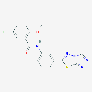 molecular formula C17H12ClN5O2S B509362 5-chloro-2-methoxy-N-(3-[1,2,4]triazolo[3,4-b][1,3,4]thiadiazol-6-ylphenyl)benzamide CAS No. 884443-26-9