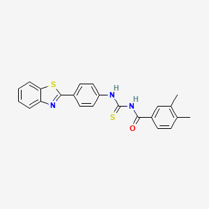 molecular formula C23H19N3OS2 B5093700 N-({[4-(1,3-benzothiazol-2-yl)phenyl]amino}carbonothioyl)-3,4-dimethylbenzamide 