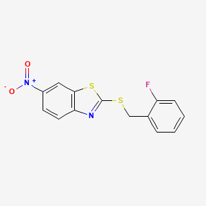 molecular formula C14H9FN2O2S2 B5093824 2-[(2-fluorophenyl)methylsulfanyl]-6-nitro-1,3-benzothiazole 