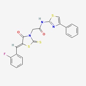 2-[5-(2-fluorobenzylidene)-4-oxo-2-thioxo-1,3-thiazolidin-3-yl]-N-(4-phenyl-1,3-thiazol-2-yl)acetamide