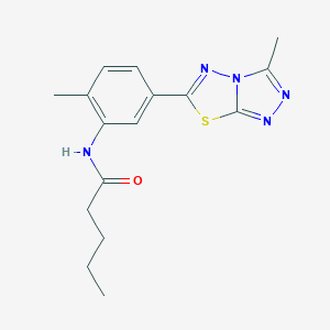 molecular formula C16H19N5OS B509386 N-[2-methyl-5-(3-methyl[1,2,4]triazolo[3,4-b][1,3,4]thiadiazol-6-yl)phenyl]pentanamide CAS No. 792947-28-5