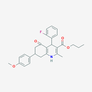 propyl 4-(2-fluorophenyl)-7-(4-methoxyphenyl)-2-methyl-5-oxo-1,4,5,6,7,8-hexahydro-3-quinolinecarboxylate