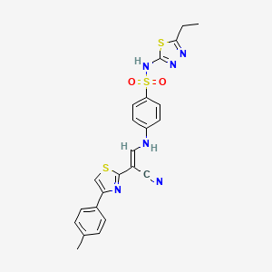 4-[[(E)-2-cyano-2-[4-(4-methylphenyl)-1,3-thiazol-2-yl]ethenyl]amino]-N-(5-ethyl-1,3,4-thiadiazol-2-yl)benzenesulfonamide