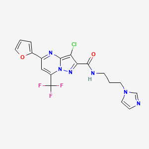 molecular formula C18H14ClF3N6O2 B5093952 3-chloro-5-(2-furyl)-N-[3-(1H-imidazol-1-yl)propyl]-7-(trifluoromethyl)pyrazolo[1,5-a]pyrimidine-2-carboxamide 