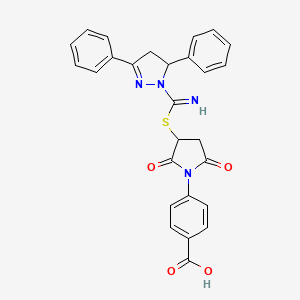 4-(3-{[(3,5-diphenyl-4,5-dihydro-1H-pyrazol-1-yl)(imino)methyl]sulfanyl}-2,5-dioxopyrrolidin-1-yl)benzoic acid