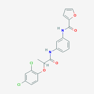 molecular formula C20H16Cl2N2O4 B509403 N-(3-{[2-(2,4-dichlorophenoxy)propanoyl]amino}phenyl)-2-furamide CAS No. 892671-41-9