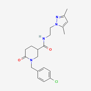 1-(4-chlorobenzyl)-N-[2-(3,5-dimethyl-1H-pyrazol-1-yl)ethyl]-6-oxo-3-piperidinecarboxamide