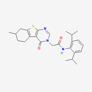 molecular formula C25H31N3O2S B5094098 N-[2,6-di(propan-2-yl)phenyl]-2-(7-methyl-4-oxo-5,6,7,8-tetrahydro-[1]benzothiolo[2,3-d]pyrimidin-3-yl)acetamide 