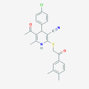 molecular formula C25H23ClN2O2S B5094108 5-Acetyl-4-(4-chlorophenyl)-2-[2-(3,4-dimethylphenyl)-2-oxoethyl]sulfanyl-6-methyl-1,4-dihydropyridine-3-carbonitrile 