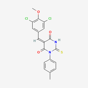 5-(3,5-dichloro-4-methoxybenzylidene)-1-(4-methylphenyl)-2-thioxodihydro-4,6(1H,5H)-pyrimidinedione