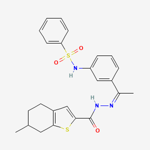 molecular formula C24H25N3O3S2 B5094176 N-(3-{N-[(6-methyl-4,5,6,7-tetrahydro-1-benzothien-2-yl)carbonyl]ethanehydrazonoyl}phenyl)benzenesulfonamide 