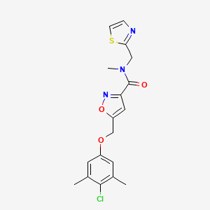 molecular formula C18H18ClN3O3S B5094190 5-[(4-chloro-3,5-dimethylphenoxy)methyl]-N-methyl-N-(1,3-thiazol-2-ylmethyl)-3-isoxazolecarboxamide 