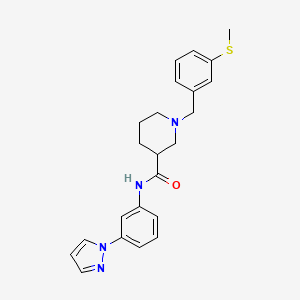 1-[(3-methylsulfanylphenyl)methyl]-N-(3-pyrazol-1-ylphenyl)piperidine-3-carboxamide