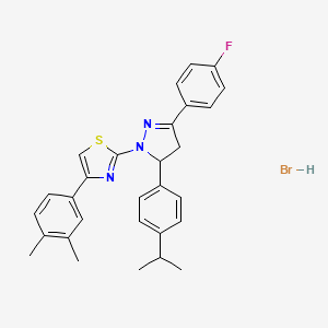 4-(3,4-Dimethylphenyl)-2-[5-(4-fluorophenyl)-3-(4-propan-2-ylphenyl)-3,4-dihydropyrazol-2-yl]-1,3-thiazole;hydrobromide