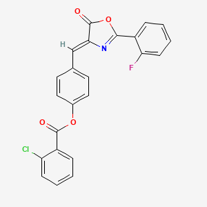 molecular formula C23H13ClFNO4 B5094218 4-{[2-(2-fluorophenyl)-5-oxo-1,3-oxazol-4(5H)-ylidene]methyl}phenyl 2-chlorobenzoate 