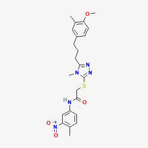 molecular formula C23H27N5O4S B5094245 2-({5-[3-(4-methoxy-3-methylphenyl)propyl]-4-methyl-4H-1,2,4-triazol-3-yl}sulfanyl)-N-(4-methyl-3-nitrophenyl)acetamide 