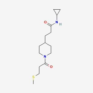 molecular formula C15H26N2O2S B5094257 N-cyclopropyl-3-{1-[3-(methylthio)propanoyl]-4-piperidinyl}propanamide 