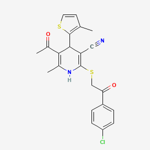 5-acetyl-2-[2-(4-chlorophenyl)-2-oxoethyl]sulfanyl-6-methyl-4-(3-methylthiophen-2-yl)-1,4-dihydropyridine-3-carbonitrile