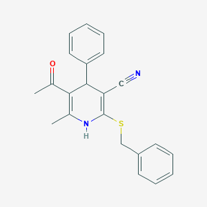 5-acetyl-2-(benzylthio)-6-methyl-4-phenyl-1,4-dihydro-3-pyridinecarbonitrile