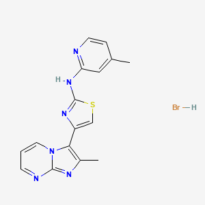 molecular formula C16H15BrN6S B5094358 4-(2-methylimidazo[1,2-a]pyrimidin-3-yl)-N-(4-methylpyridin-2-yl)-1,3-thiazol-2-amine;hydrobromide 