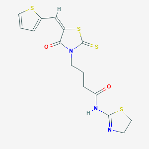 N-(4,5-dihydro-1,3-thiazol-2-yl)-4-[(5E)-4-oxo-2-sulfanylidene-5-(thiophen-2-ylmethylidene)-1,3-thiazolidin-3-yl]butanamide