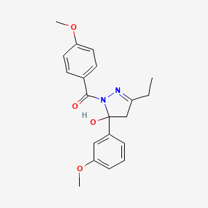 molecular formula C20H22N2O4 B5094532 [3-ethyl-5-hydroxy-5-(3-methoxyphenyl)-4H-pyrazol-1-yl]-(4-methoxyphenyl)methanone 