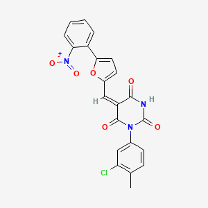 (5E)-1-(3-chloro-4-methylphenyl)-5-{[5-(2-nitrophenyl)furan-2-yl]methylidene}pyrimidine-2,4,6(1H,3H,5H)-trione