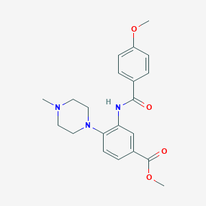 molecular formula C21H25N3O4 B509469 Methyl 3-[(4-methoxybenzoyl)amino]-4-(4-methylpiperazin-1-yl)benzoate CAS No. 879075-07-7