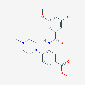 molecular formula C22H27N3O5 B509472 Methyl 3-[(3,5-dimethoxyphenyl)carbonylamino]-4-(4-methylpiperazinyl)benzoate CAS No. 878690-95-0