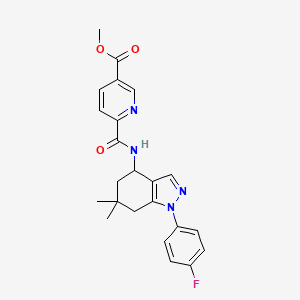 molecular formula C23H23FN4O3 B5094737 methyl 6-({[1-(4-fluorophenyl)-6,6-dimethyl-4,5,6,7-tetrahydro-1H-indazol-4-yl]amino}carbonyl)nicotinate 