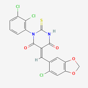 (5E)-5-[(6-chloro-1,3-benzodioxol-5-yl)methylidene]-1-(2,3-dichlorophenyl)-2-thioxodihydropyrimidine-4,6(1H,5H)-dione