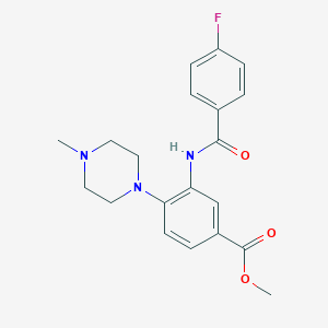 molecular formula C20H22FN3O3 B509475 Methyl 3-[(4-fluorobenzoyl)amino]-4-(4-methyl-1-piperazinyl)benzoate CAS No. 876889-42-8