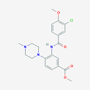 molecular formula C21H24ClN3O4 B509480 Methyl 3-[(3-chloro-4-methoxybenzoyl)amino]-4-(4-methyl-1-piperazinyl)benzoate CAS No. 884997-32-4