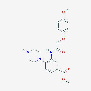 molecular formula C22H27N3O5 B509485 Methyl 3-{[(4-methoxyphenoxy)acetyl]amino}-4-(4-methylpiperazin-1-yl)benzoate CAS No. 847481-99-6