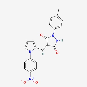 molecular formula C21H16N4O4 B5094877 (4Z)-1-(4-methylphenyl)-4-[[1-(4-nitrophenyl)pyrrol-2-yl]methylidene]pyrazolidine-3,5-dione 