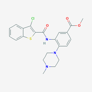 molecular formula C22H22ClN3O3S B509488 Methyl 3-{[(3-chloro-1-benzothien-2-yl)carbonyl]amino}-4-(4-methyl-1-piperazinyl)benzoate CAS No. 890179-88-1