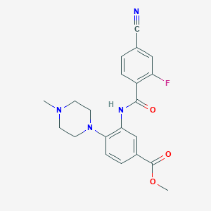 molecular formula C21H21FN4O3 B509491 Methyl 3-[(4-cyano-2-fluorobenzoyl)amino]-4-(4-methyl-1-piperazinyl)benzoate CAS No. 893030-83-6