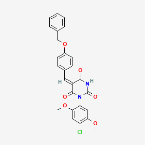 molecular formula C26H21ClN2O6 B5094925 (5E)-1-(4-chloro-2,5-dimethoxyphenyl)-5-[(4-phenylmethoxyphenyl)methylidene]-1,3-diazinane-2,4,6-trione 