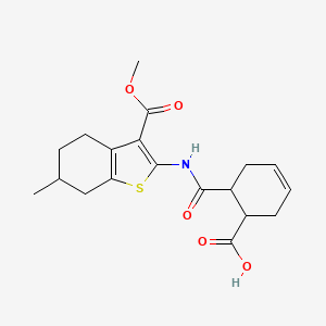 molecular formula C19H23NO5S B5094936 benzo[b]thiophene-3-carboxylic acid, 2-[[(6-carboxy-3-cyclohexen-1-yl)carbonyl]amino]-4,5,6,7-tetrahydro-6-methyl-, 3-methyl ester 