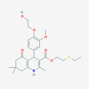 molecular formula C26H35NO6S B5094976 2-(Ethylsulfanyl)ethyl 4-[4-(2-hydroxyethoxy)-3-methoxyphenyl]-2,7,7-trimethyl-5-oxo-1,4,5,6,7,8-hexahydroquinoline-3-carboxylate 