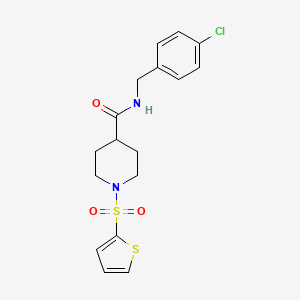 molecular formula C17H19ClN2O3S2 B5094994 N-[(4-chlorophenyl)methyl]-1-(thiophene-2-sulfonyl)piperidine-4-carboxamide 