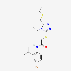 N-(4-bromo-2-propan-2-ylphenyl)-2-[[4-ethyl-5-(ethylsulfanylmethyl)-1,2,4-triazol-3-yl]sulfanyl]acetamide