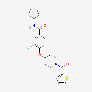 molecular formula C22H25ClN2O3S B5095080 3-chloro-N-cyclopentyl-4-{[1-(2-thienylcarbonyl)-4-piperidinyl]oxy}benzamide 