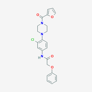 molecular formula C23H22ClN3O4 B509513 N-{3-chloro-4-[4-(2-furoyl)-1-piperazinyl]phenyl}-2-phenoxyacetamide 