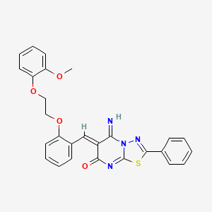 molecular formula C27H22N4O4S B5095233 (6Z)-5-imino-6-[[2-[2-(2-methoxyphenoxy)ethoxy]phenyl]methylidene]-2-phenyl-[1,3,4]thiadiazolo[3,2-a]pyrimidin-7-one 