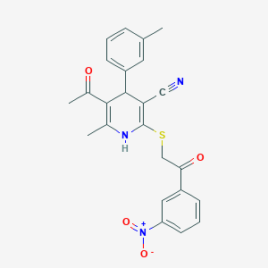 molecular formula C24H21N3O4S B5095275 5-acetyl-6-methyl-4-(3-methylphenyl)-2-[2-(3-nitrophenyl)-2-oxoethyl]sulfanyl-1,4-dihydropyridine-3-carbonitrile 