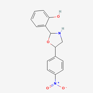 molecular formula C15H14N2O4 B5095381 2-[5-(4-nitrophenyl)-1,3-oxazolidin-2-yl]phenol 