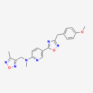 molecular formula C20H20N6O3 B5095449 5-[3-(4-methoxybenzyl)-1,2,4-oxadiazol-5-yl]-N-methyl-N-[(4-methyl-1,2,5-oxadiazol-3-yl)methyl]-2-pyridinamine 